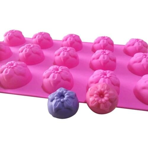 15Cavity 4.3cm Flower Soap mold Silicone Mold for Handmade Soap making Ice Cube Chocolate Cake Banking Mold Silicone Cake Mold