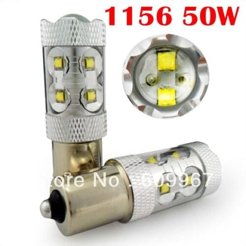 2pcs 50W White 1156 led light 1157 P13W CREE chip led High Power Fog Light Driving Headlight DRL very bright car led light