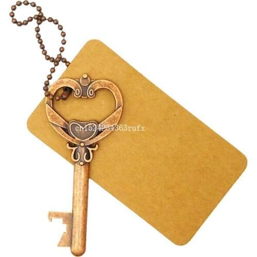200pcs Vintage Key Shaped Bottle Openers with Tags Wedding Favor Beer Wine Openers Opening Tool Souvenir Anniversary Party Gift