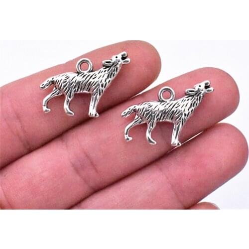 25*20mm 10pcs Antique Silver Plated Dog Or Wolf Pendants Making DIY Handmade Jewelry