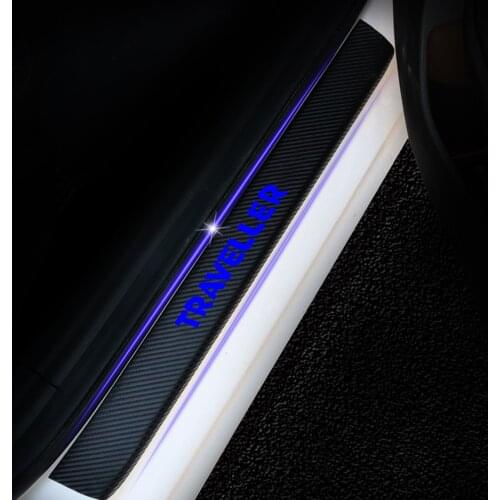 Car Accessories For Peugeot Traveller Door Entry Guard Car Door Sill Scuff Plate Protector Carbon Fiber Sticker Car-styling 4Pcs