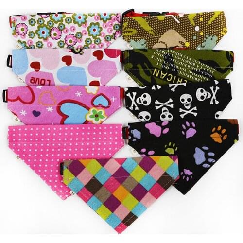 72 pcs/lot New Pet Puppy Dog Cat Bandanas Adjustable canvas&Nylon Dog Saliva Towel Collar