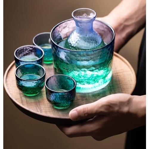 Wine Glasses Hammer Glass Wine Warmer Japanese Sake Pot Family Wine Set Flask For Alcohol Wine Warmer Cup For Alcohol Korean