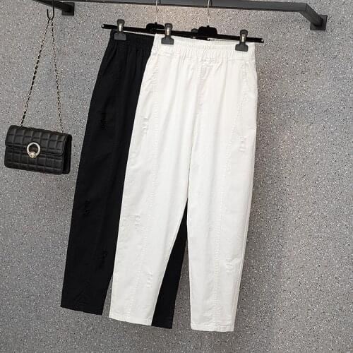 Summer Women Plus Size Pants High Waist Korean Style Loose Thin Stretch Straight Sport Running Fashion Simple Female Trousers