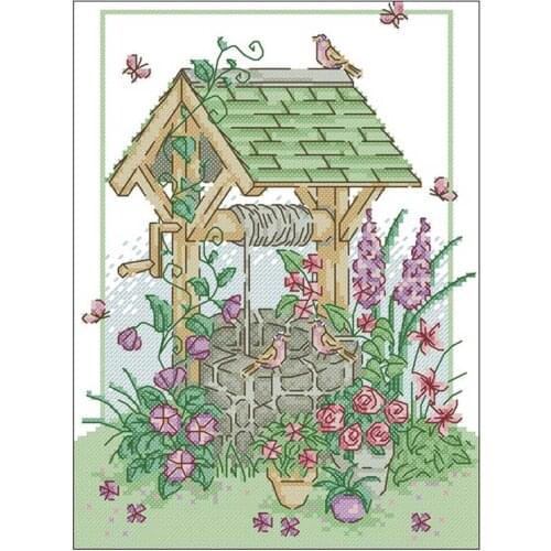 Flowers and birds by the well counted 11CT 14CT 18CT Cross Stitch Set DIY Cross-stitch Kits Embroidery Needlework Home Decor