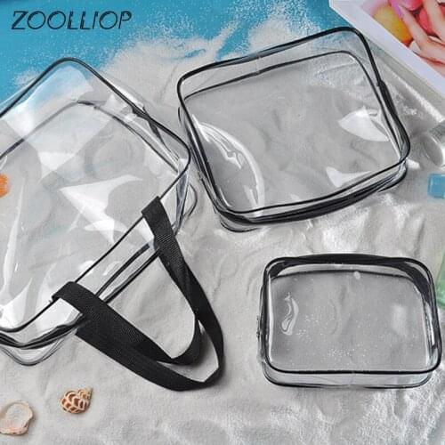 Travel PVC Cosmetic Bags Women Transparent Clear Zipper Makeup Bags Organizer Bath Wash Make Up Tote Handbags Case