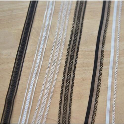 Hot Sale New 5 Meter/lot Elastic Lace Trim Black White Sewing Transparent Stretchy Lace Ribbon for Garment Accessories Thin Lace