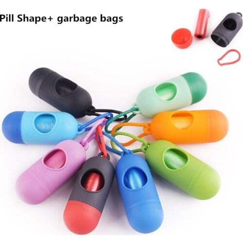 Pill Shape Practical Pet Dog Waste Bag Dispenser Waste Garbage Holder Dispensers Poop Bags Set Pets Dogs Trash Cleaning Supplies