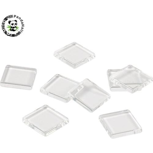 Pandahall 50pcs Glass Square Cabochons for Jewelry Findings DIY Making Handmade Pendant Accessories Clear 15.5/19.5/22/24.5/30mm