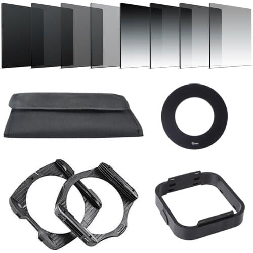 13in1 Camera Gradient ND2 4 8 16 Square ND Filter Set Kit for Cokin P Series Filter Holder Hood Adapter Rings for DSLR Camera