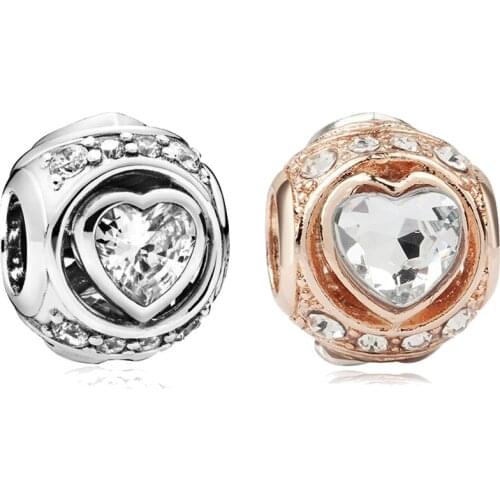 2020 New bead with love crystal charms fit pandora bracelet & snake chain bangle accessories for women gift