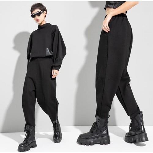 New Spring/autumn Women Wide Pants Elastic Waist Loose Formal Harem Pants Women Casual Oversized Black Womens Clothes