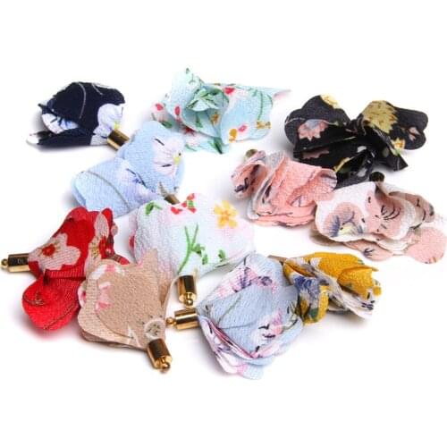 Wholesale 10-20Pcs/lot Mixed Types Tassel Petal Chiffon Silk Polyester Charms Pendant For Jewelry Making DIY Earring Gift