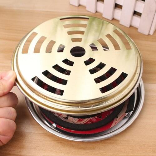 Frame Safe Metal Round Rack Plate Portable Spiral with Cover Mosquito Coil Holder Tray Incense Insect Repellent