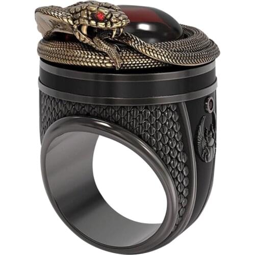 Sculpted Cobra Snake Ring Mens Vintage Anniversary Gift Engagement Wedding Band Jewelry Rings