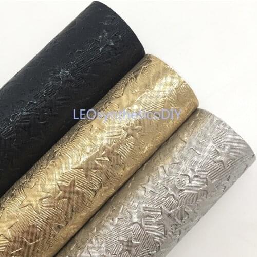 1PC 21X29CM Stars Embossed Faux Leather Fabric, Synthetic Leather Fabric Leather Sheets For Making Bows LEOsyntheticoDIY T301B