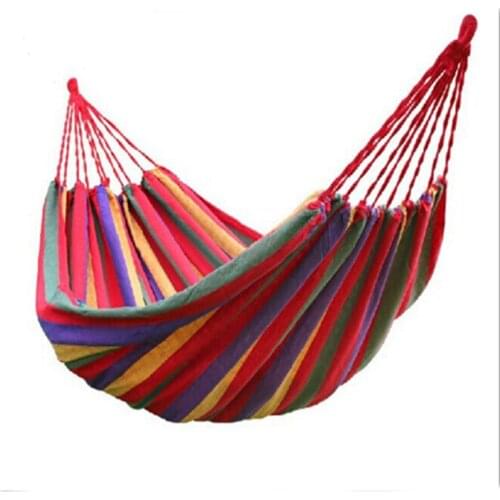 Thick Cotton Hammock Travek Summer Camp Outdoor Garden Hang Bed Rest Swing Canvas Stripe Rainbow Hammock Big Size 200*80cm