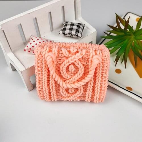 PRZY Knitted Woolen Bag Molds Knitting Wool Bags Mold Soap Molds Handmade Mould Silicone Fondant Soap Clay Resin Candle Mould