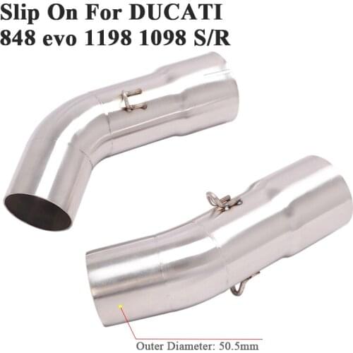 Slip On For DUCATI 848 evo 1198 1098 S/R Motorcycle Exhaust Pipe Escape Modify Left Right Middle Link Pipe Connect 51mm Muffler