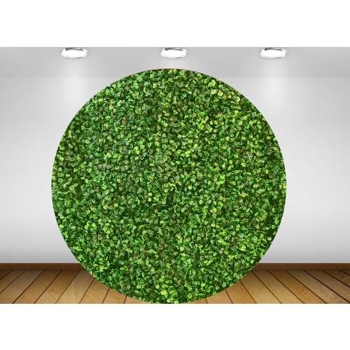 Green Leaves Round Panel Backdrop Circle Background Wedding Birthday Party Decoration Baby Shower Elastic Polyester Fabric