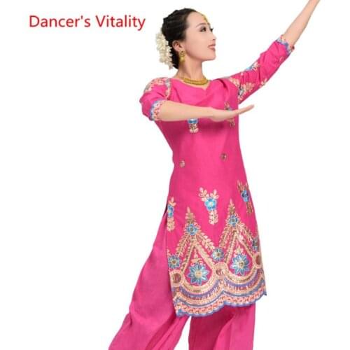 Handmade embroidery Pure Cotton tops Professional Women Belly Dance tops India Dance Belly Dancing Stage Practice clothing