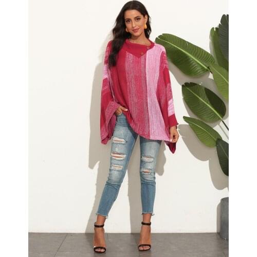 H80&S90 New Colorful Striped Women Pullover Sweater New Fashion Pull Femme Casusal Long Sleeve Knitted Tops