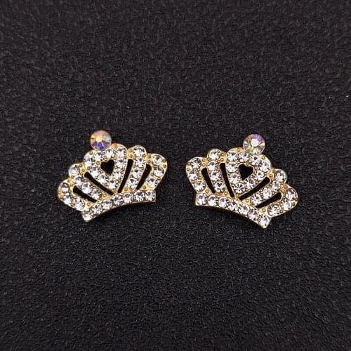 1.9*1.45 Cm Crystal Rhinestone Crown Button Hand-sewn Buckle DIY Baby Girls Headband Hats Hair Accessories Handmade Materials