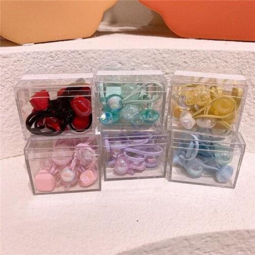 10PCS Childrens Cute Cartoon Elastic Hair Bands Girls Candy Color Hair Accessories Kids Ponytail Hair Loop Hair Rope Scrunchies