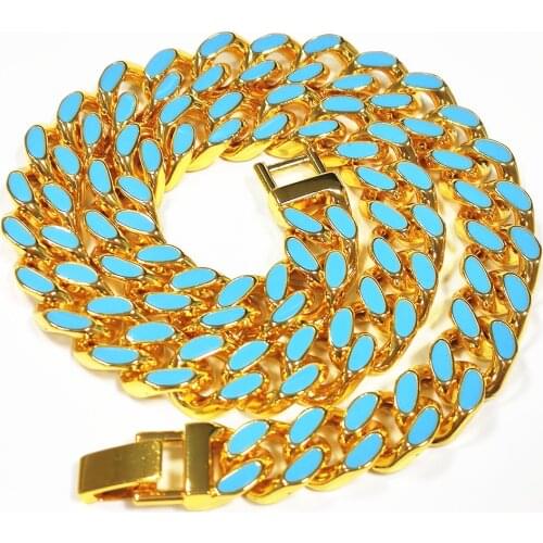 12MM Drip Colorful Miami Cuban Link Chain Necklace Bracelet Set For Mens Chains Hip Hop Jewelry On The Neck Friends Gift