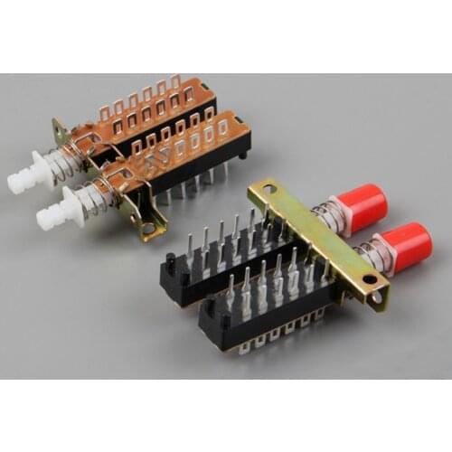 2pcs Interlock Push Button Switch Piano Type 4PDT 12 Pin 2 Row