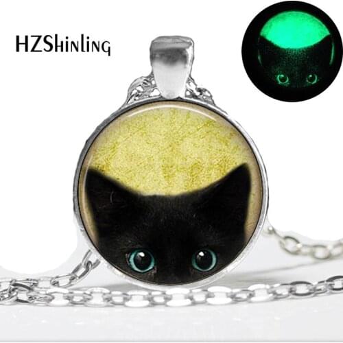 2015 New Fashion Glowing Jewelry, black cat necklace. cat necklace glow in the dark jewelry necklace