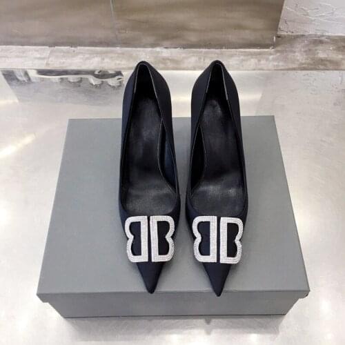 2021 FW Black Women lady high heels shoes Crystal Rhinestone Poined Toe Stiletto Heels pumps bridal wedding Luxury Designers