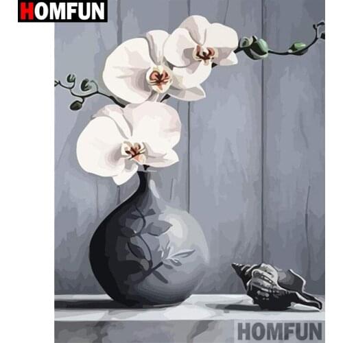 HOMFUN Diamond Painting "Flower vase"Cross Stitch Custom Photo Diamond Embroidery Square Round Drill Home Decor A30187