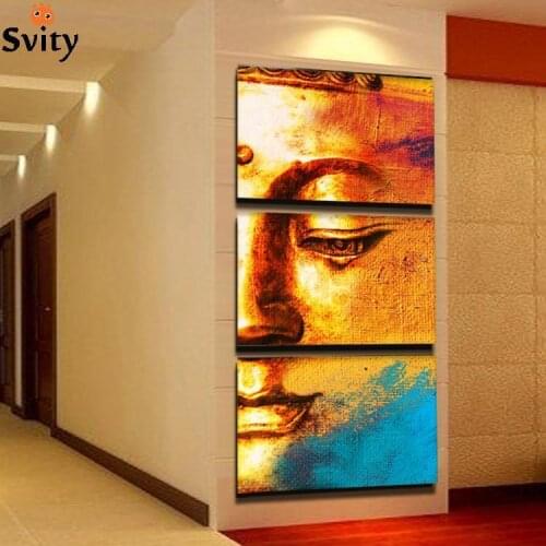 Free shipping Gold buddha oil painting print on canvas wall art paintings canvas paints home decor Giveaways wall sticker