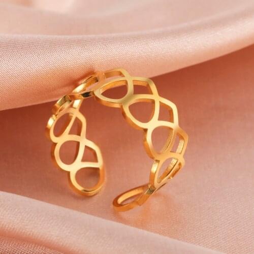 Cazador Stainless Steel Jewelry for Women Open Cute Hollow Heart Rings Minimalist Finger Rings Birthday Wedding Party Lover Gift