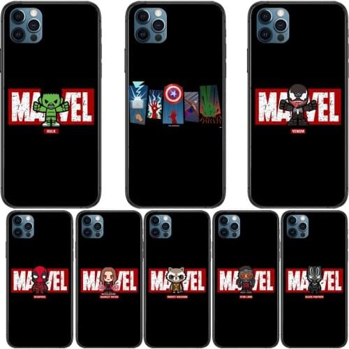 Black Marvel Anime Phone Cases cover For iphone 11 Pro Max case 12 8 7 6 S XR PLUS X XS SE 2020 mini mobile cell shell funda ba