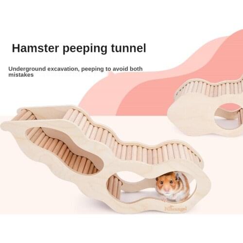 Hamster Peeping Tunnel Wooden Hamster Toy Golden Bear Dwarf Rat Small Animal Tunnel Toy Hamster Cage Landscaping Supplies