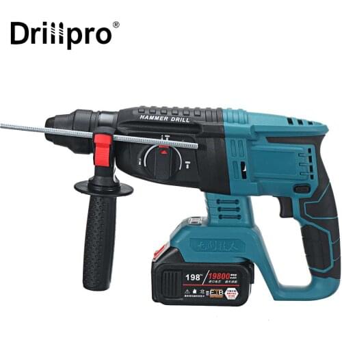 198Vf Brushless Electric Rotary Hammer Rechargeable Multifunction Electric Hammer Impact Power Drill Tool with 19800mAh Battery