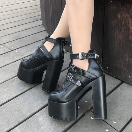 European and American Bar female singer thick heel Martin Short muffin thick soled performance super high heel stage shoes 14cm