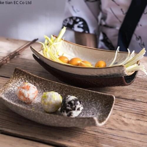 FANCITY 10-inch Japanese kiln variant ceramic plate restaurant tableware household dinner plate sushi rectangular fish plate bak