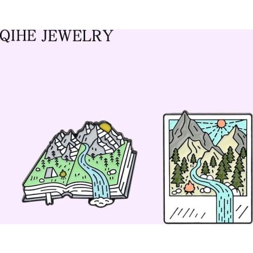 Mountain Forest Photo Picture Enamel Pins Custom Book Brooches Bag Clothes Lapel Pin Badge Jewelry Gift for Friends Wholesale