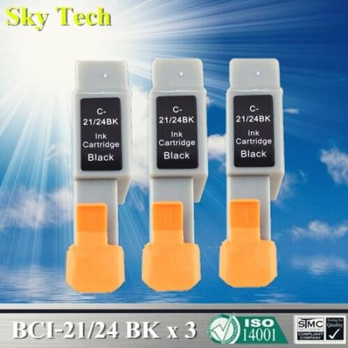 3X BCI21/24 BK Compatible Ink Cartridges For Canon C21/24 BK For Canon iP1000 iP1500 iP2000 MP110 MP130 MP360 MP370 MP390 MPC190