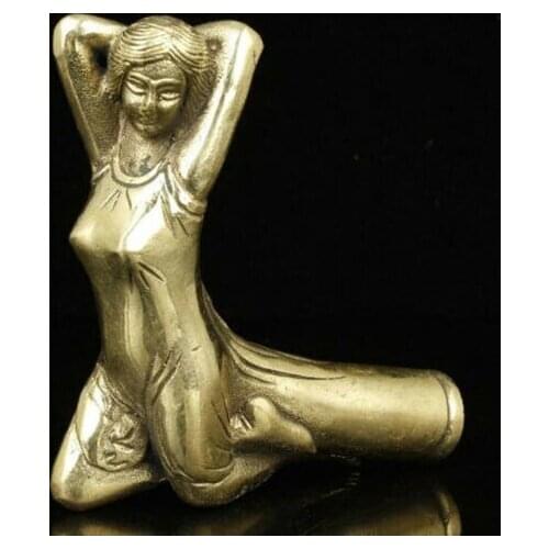 Collectible Handmade Carved Brass Belle Statue Walking Stick Head
