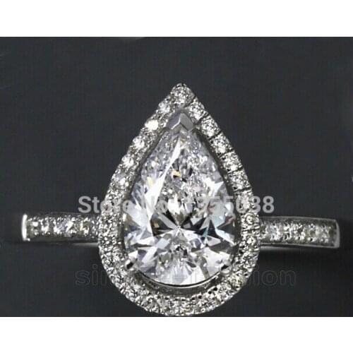 Fashion Jewelry Engagement Pave set Jewellery Gem 5A Zircon stone Silver color Wedding Ring Sz 5-10 Free shipping