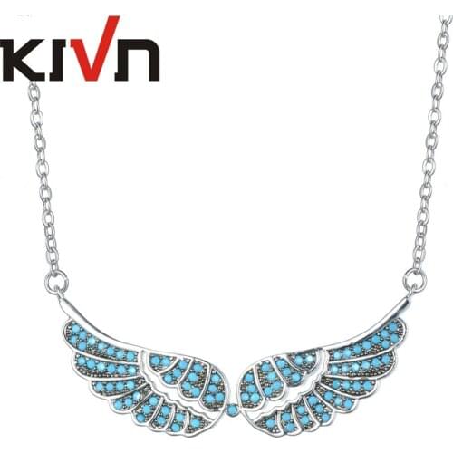 KIVN Fashion Jewelry Pave CZ Cubic Zirconia Angel Wing Feather Pendant Necklaces for Women Mothers Day Birthday Christmas Gifts
