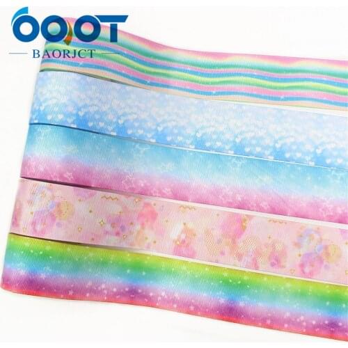 OOOT BAORJCT I-19906-2109,38mm,10yards Colorful gradient Starry sky Printed grosgrain Ribbons,Clothing bow cap DIY decorations