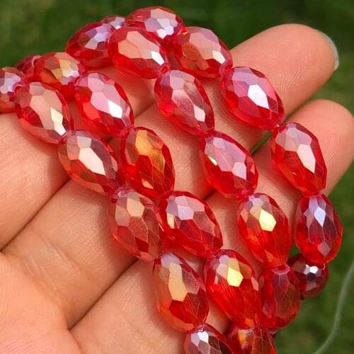 Wholesale AB Red Austria Teardrop Crystal 5x7mm Loose Faceted Drop Briolette Glass Beads For Jewelry Making Craft Diy Earrings