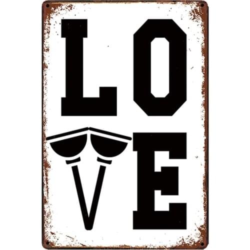 Original Retro Design Love Tin Metal Signs Wall Art | Thick Tinplate Print Poster Wall Decoration for Bathroom