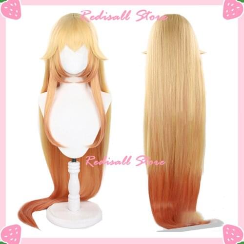 120cm Star Guardian Soraka Cosplay Wig LoL Gradient Yellow Orange Straight Heat Resistant Synthetic Hair Halloween Game