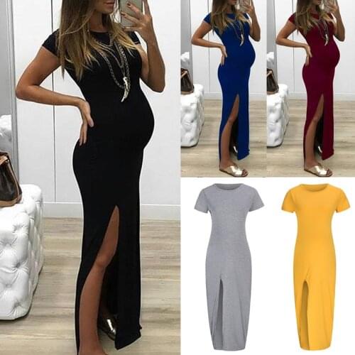 Maternity Dress Sexy Short-sleeved Maternity Dress Side Slit Dress Maternity Dress Photography Props, Plus Size Womens Clothing